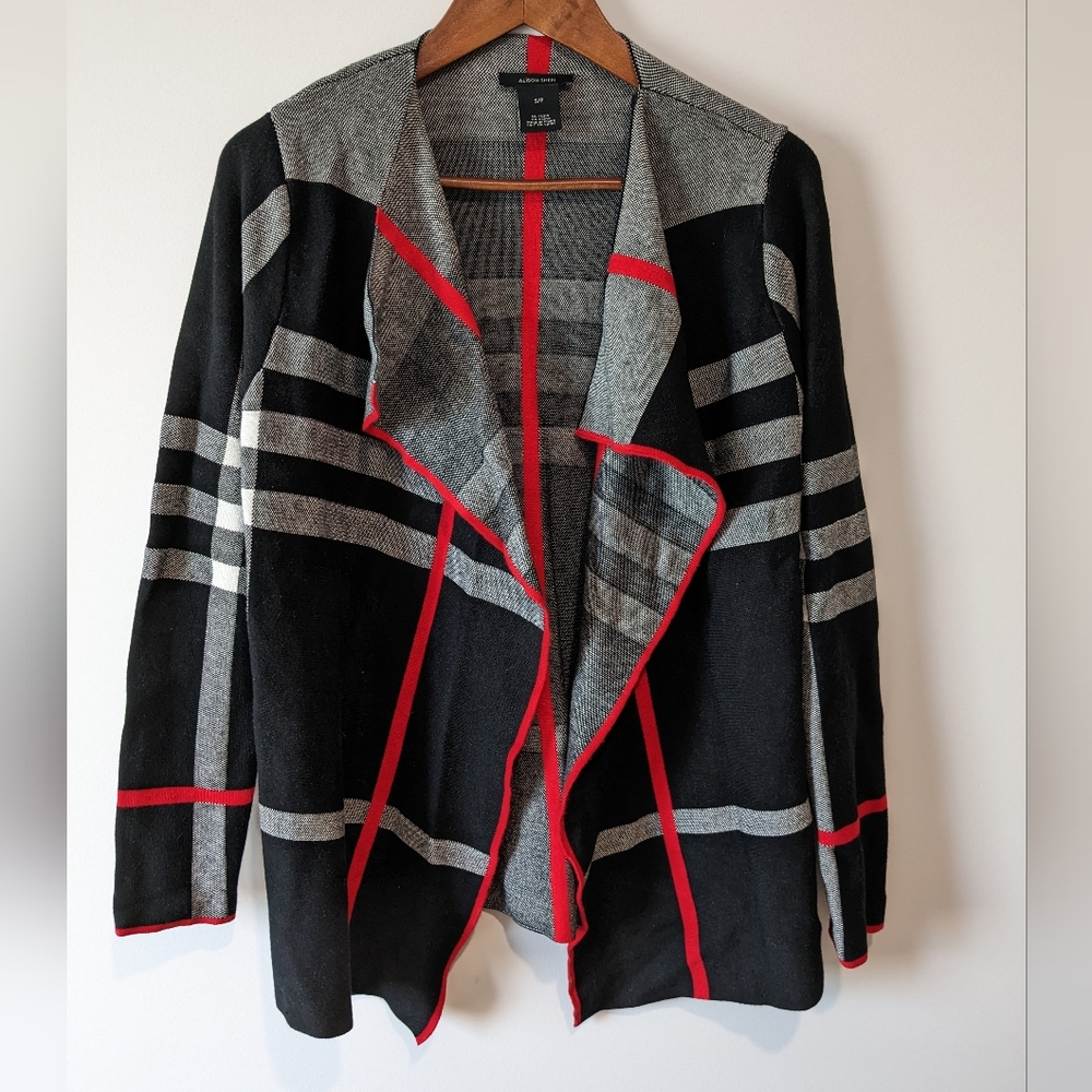 Alison Sheri Black & Red Open Cardigan